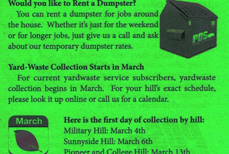Monthly Mailer Inserts – Pullman Disposal